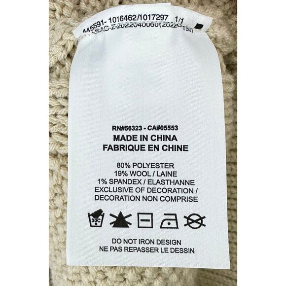 Nike Life Cable Knit Men’s Size Small Sweater Wool Blend Loose Fit Swoosh Cream - Picture 8 of 10